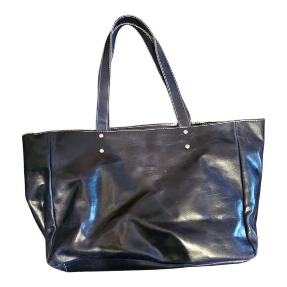 UE UNOETH Blue‎ Leather Large Tote Bag - Picture 1 of 11